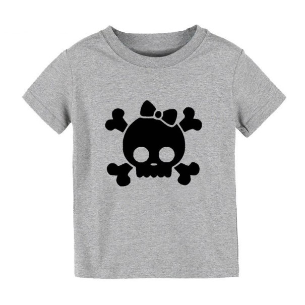 Kinder-T-Shirt mit Totenkopf grau 8