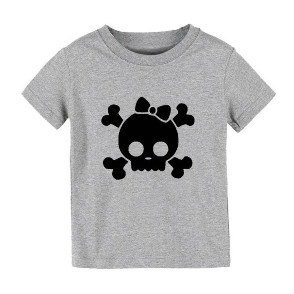 Kinder-T-Shirt mit Totenkopf grau 4