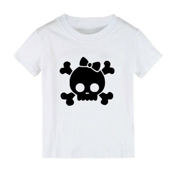 Kinder-T-Shirt mit Totenkopf weiß 3