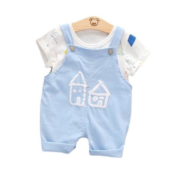 Kinder-T-Shirt und Hose L1288 hellblau 12-24 Monate