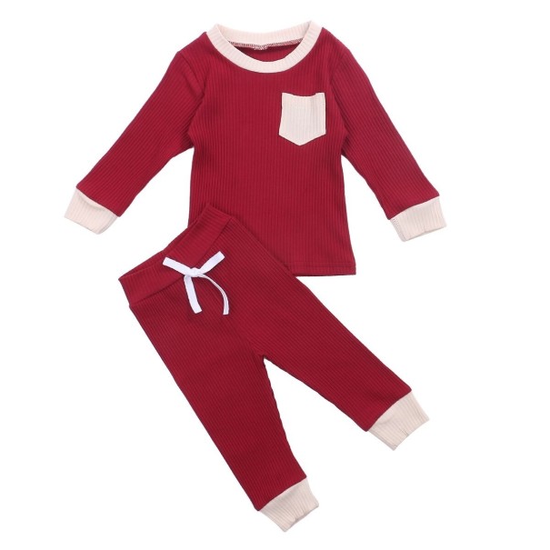 Kinder-T-Shirt und Hose L1484 weinrot 6-12 Monate