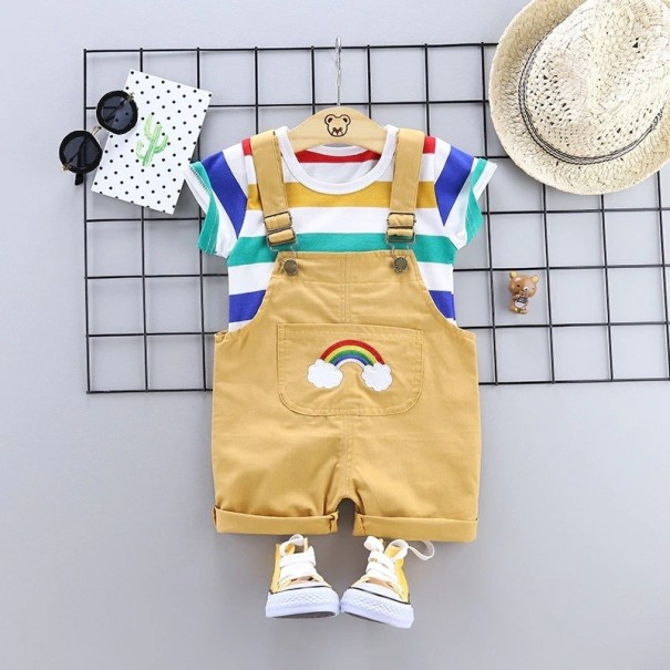 Kinder-T-Shirt und Hose mit Regenbogen dunkelgelb 9-12 Monate