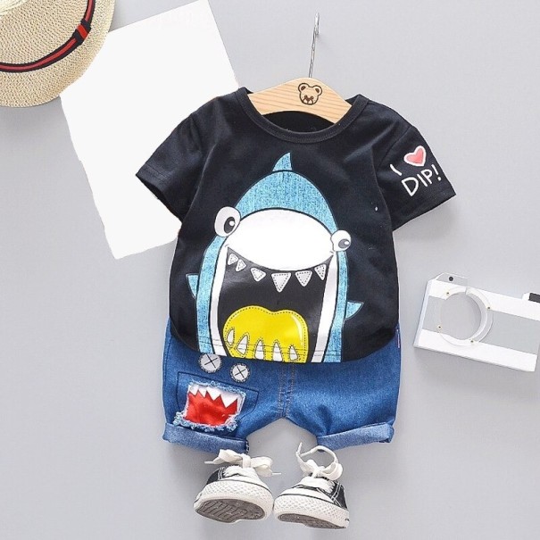 Kinder-T-Shirt und Shorts L1105 schwarz 18-24 Monate