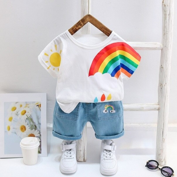 Kinder-T-Shirt und Shorts L1107 weiß 9-12 Monate