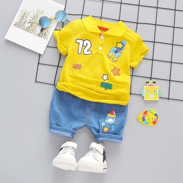 Kinder-T-Shirt und Shorts L1108 gelb 12-18 Monate