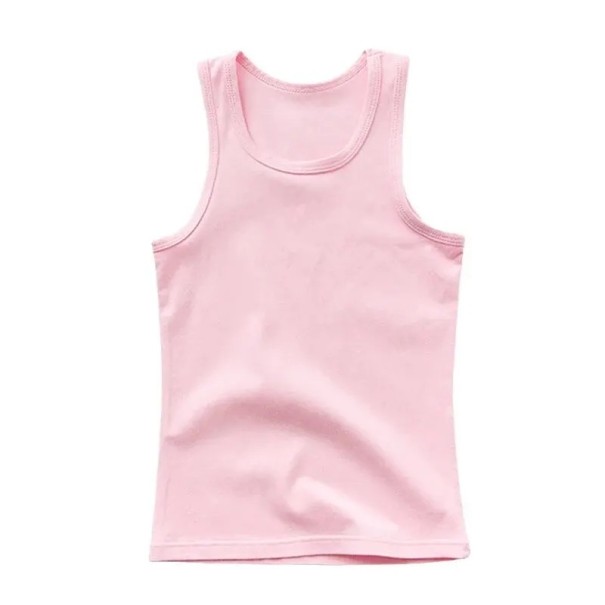 Kinder T-shirt voor jongens en meisjes 100% katoen en polyester Effen zomer T-shirt zonder mouwen met O-hals Comfortabel in verschillende kleuren roze 8