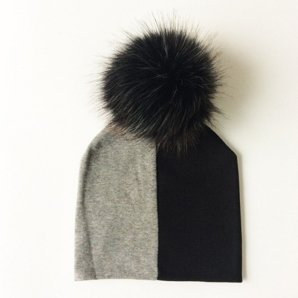 Kinder tweekleurige muts met pompon 8