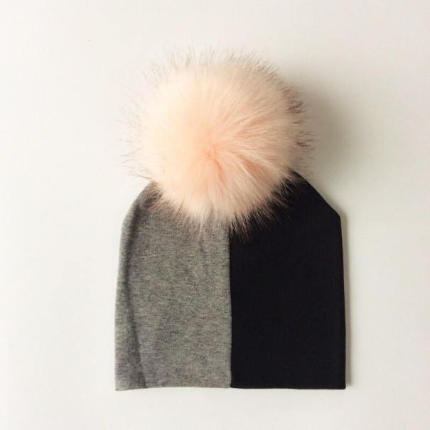 Kinder tweekleurige muts met pompon