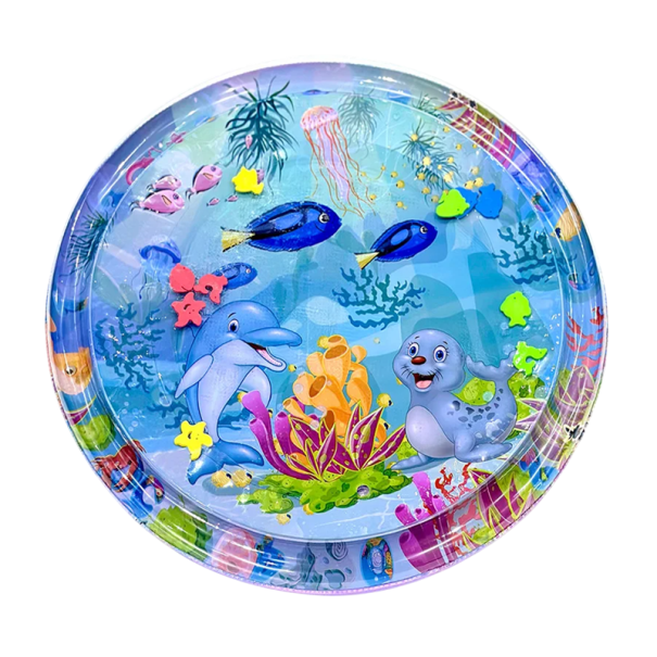 Kinder Wasserspielmatte 100 cm Aufblasbare runde PVC-Matte mit Delfinmuster Sommermatte für Babys und Kleinkinder auf dem Bauch 1
