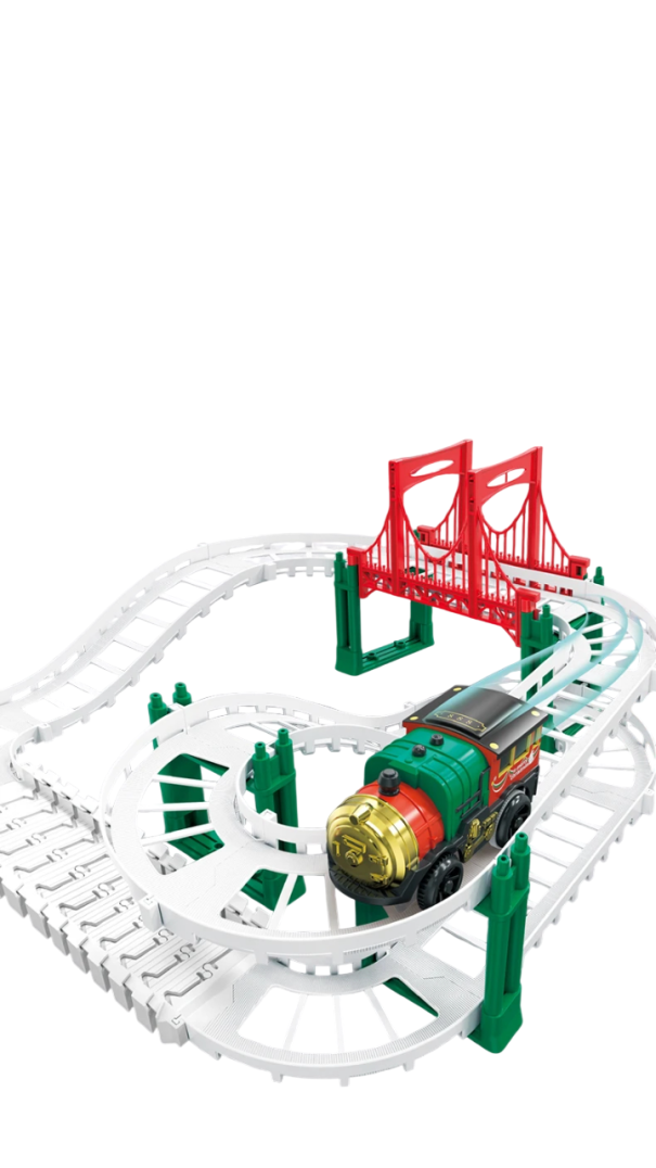 Kinder Weihnachts Autorennbahn 38 Teile Metallischer elektrischer Zug Weihnachtsgeschenke für Kinder Spielzeug für Kinder mit Zug und Zubehör 1