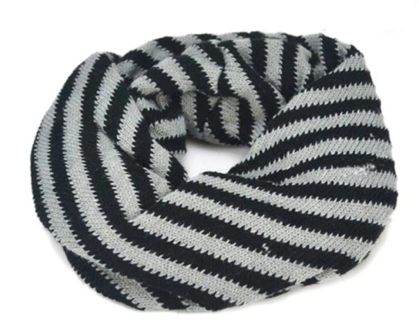 Kinder winter gestreepte halsdoek J2892 donkergrijs