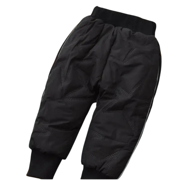 Kinder Winter wasserdichte Hose Unisex Warme Baumwoll-Kaschmirhose mit Sternenmuster Elastischer Bund Bequeme Winterbekleidung für draußen schwarz 4