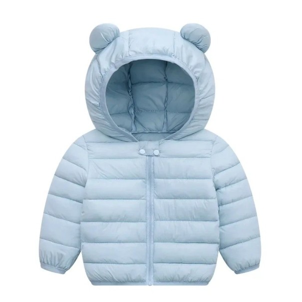 Kinder Winterjacke mit Kapuze und Ohren Unisex warmer Polyesterjacke für Jungen und Mädchen Bequeme Winterkleidung für kaltes Wetter hellblau 4