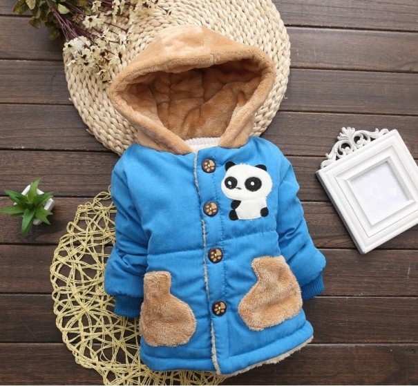 Kinder-Winterjacke mit Panda J1869 blau 18-24 Monate