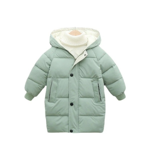 Kinder Winterjacke mit Reißverschluss und Kapuze, warmer Baumwoll-Polyester-Mantel für Jungen und Mädchen, bequeme Winterbekleidung für die Kälte grün 4