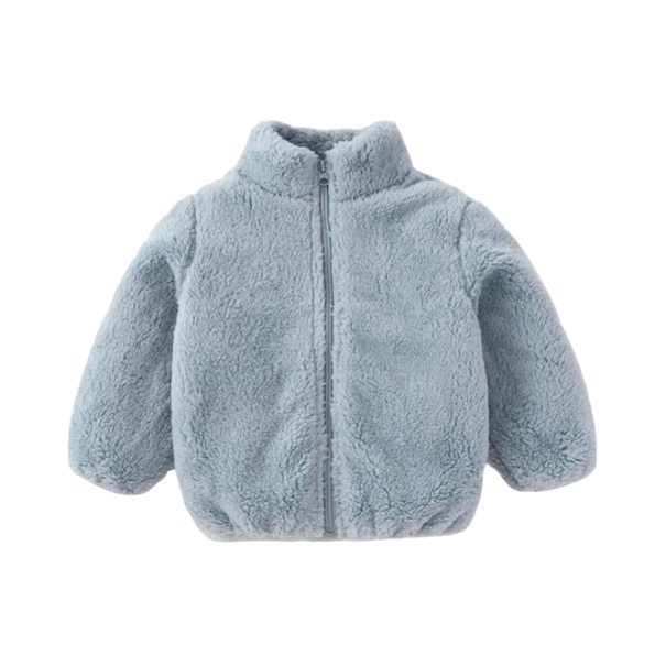 Kinder winterjas pluche Warme polyester jas met ritssluiting en hoge kraag Zachte warme winterjas voor kinderen Comfortabele pasvorm blauw 5