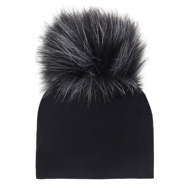 Kinder-Wintermütze mit bunten Pompons J3029 schwarz M