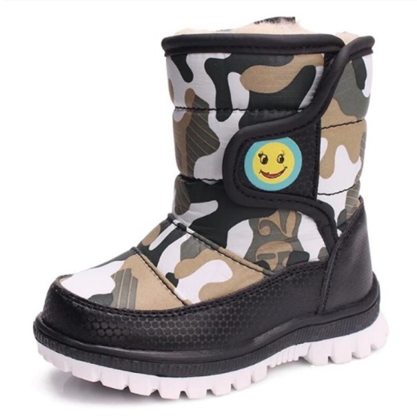 Kinder-Winterstiefel mit Tarnmuster schwarz 20,5