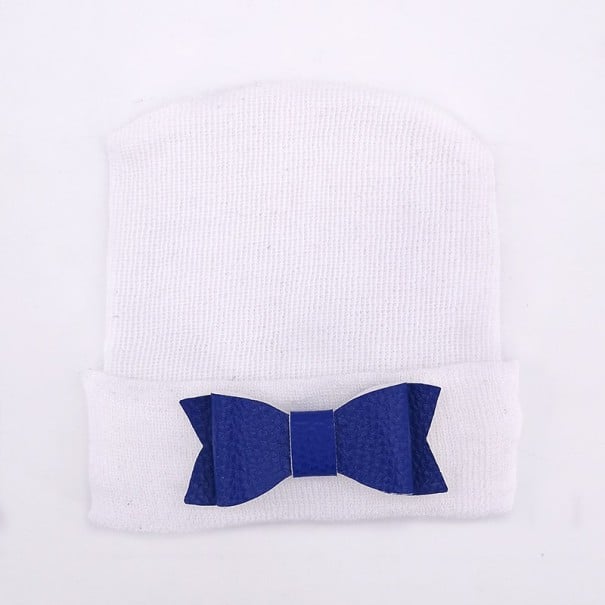 Kinder witte hoed met strik donkerblauw