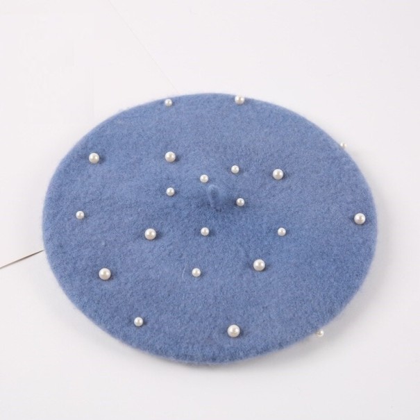 Kinderbaret met parels blauw