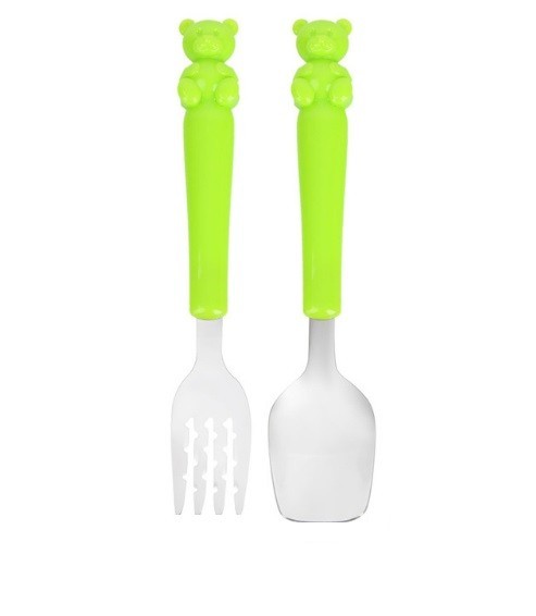 Kinderbestek in vrolijke kleuren - 2 stuks groen
