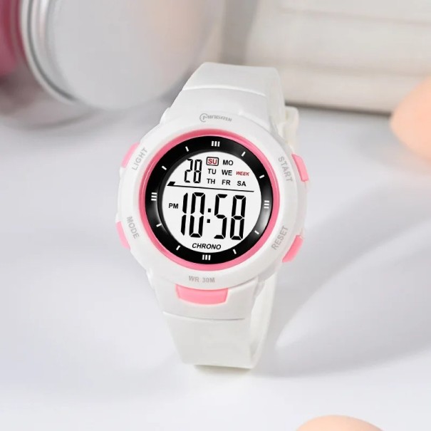 Kinderen digitale horloge UTHAI CE49 met verlichting, alarm en waterbestendigheid 30 m – kleurrijk horloge voor dagelijks gebruik en sport wit