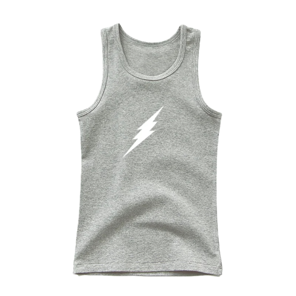 Kinderen Katoenen Tanktop met Bliksemprint Effen Mouwloos T-shirt met O-Hals Comfortabele Zomertop voor Jongens en Meisjes Verschillende Kleuren grijs 4