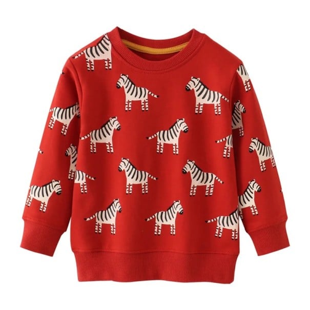 Kinderen rode hoodie met zebra print en ronde hals voor jongens en meisjes 5