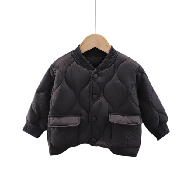 Kinderen winterjas van polyester en katoen Unisex warme jas met drukknopen en zakken Comfortabele winterjas voor kinderen Warme winterjas zwart 2