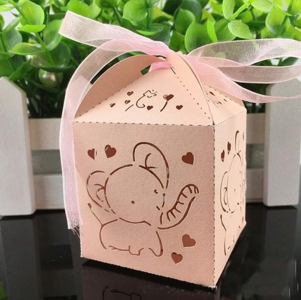 Kindergeschenkdoos met olifant 10 stuks lichtroze