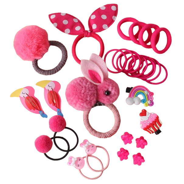 Kinderhaarelastiekjes en -clips 30 stuks roze
