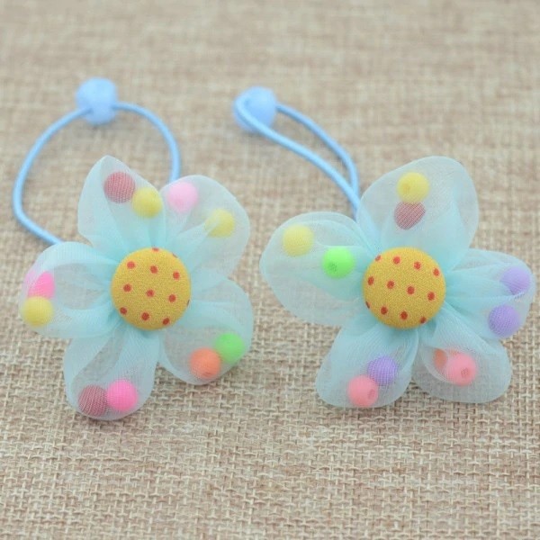 Kinderhaarelastiekjes met bloem - 2 stuks blauw