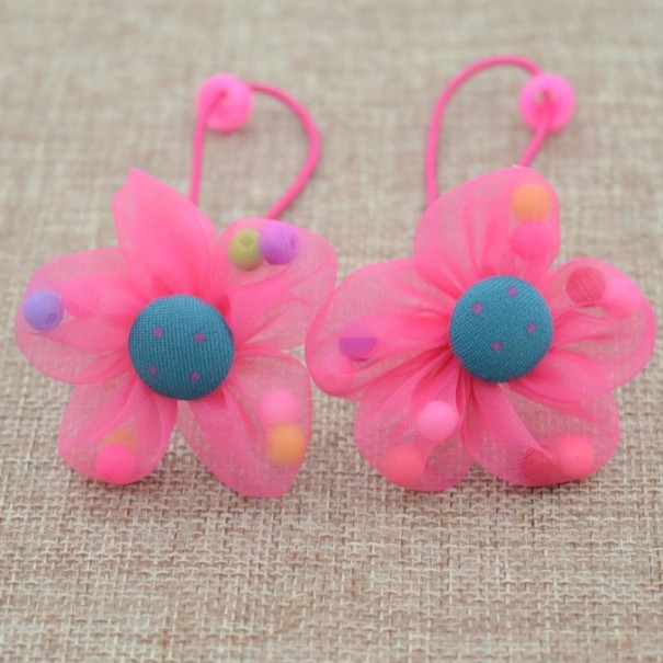 Kinderhaarelastiekjes met bloem - 2 stuks roze