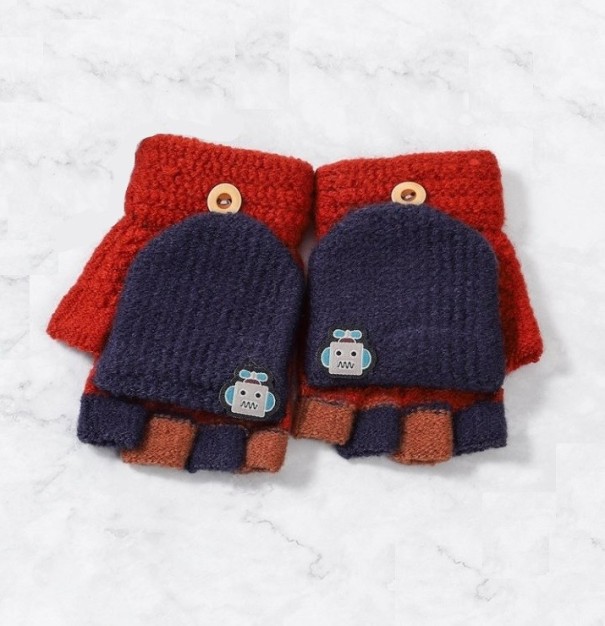 Kinderhandschuhe und Fäustlinge 2 in 1 dunkelblau