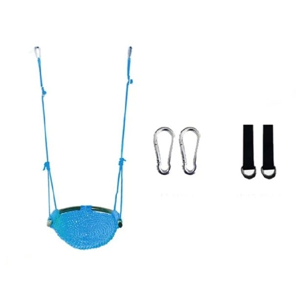 Kinderhängematte für den Garten mit verstellbaren Seilen und Karabinern 90-180 cm ABS Kunststoff für das Spielen im Freien an Bäumen, Spielplätzen und Pavillons blau
