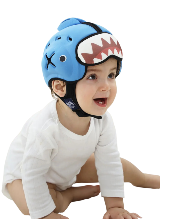 Kinderhelm Kopfschutz mit Hai gegen Verletzungen beim Sturz Mikroporöse Schaumstoff Nylon und Polyester Blaue Farbe Für Kleinkinder beim Klettern