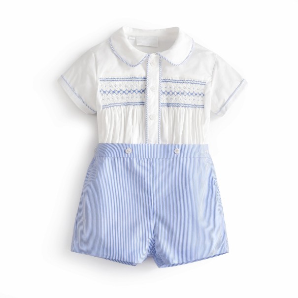 Kinderhemd und Shorts L1662 hellblau 9-12 Monate