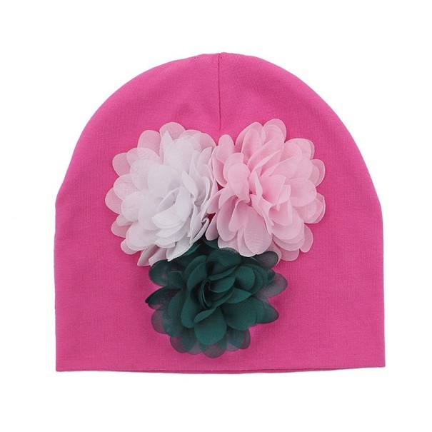 Kinderhoed met bloemen Roos donkerroze