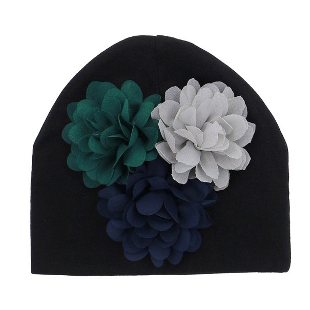 Kinderhoed met bloemen Roos zwart