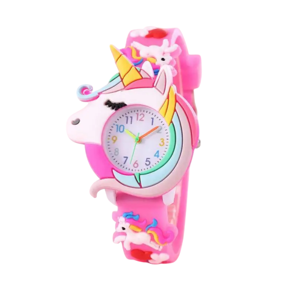 Kinderhorloge Eenhoorn Kleurrijk Siliconen Horloge voor Kinderen met Wijzers Analoog Horloge met 3 cm Wijzerplaat Schattig Polshorloge 1