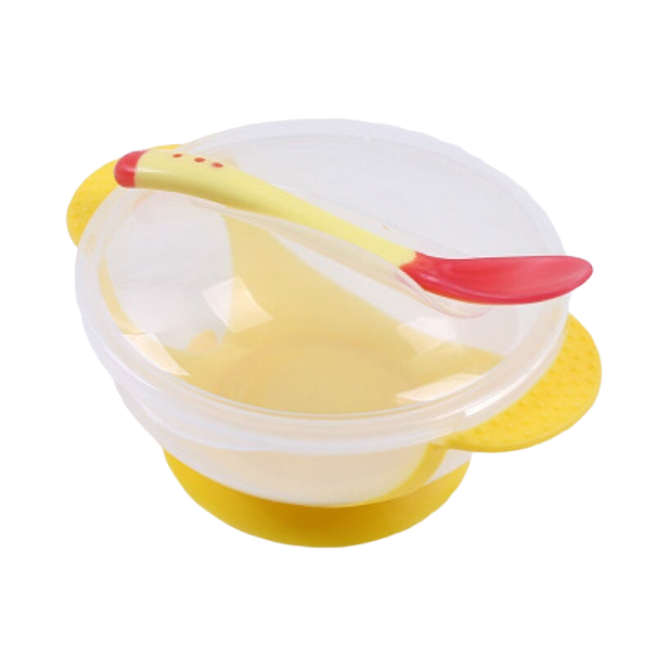 Kinderkom met lepel geel