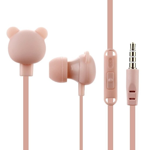 Kinderkoptelefoon met beer roze