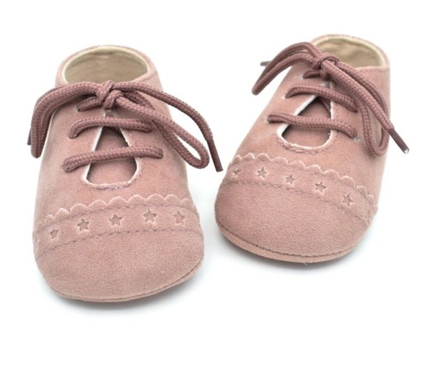 Kinderleren pantoffels A484 roze 0-6 maanden