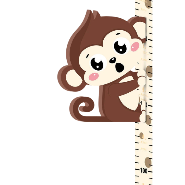 Kindermeetlat voor aan de muur 65 - 185 cm 3D magnetische groeimeter met aap schattige wanddecoratie voor het meten van de groei van kinderen 1