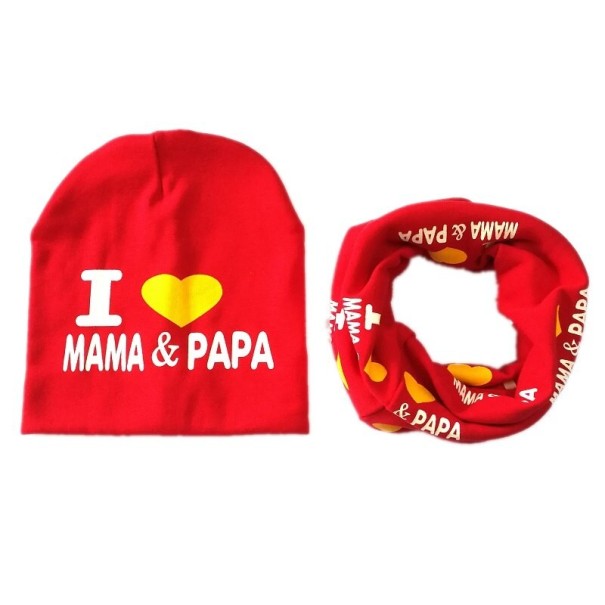 Kindermuts met halsdoek Liefde rood