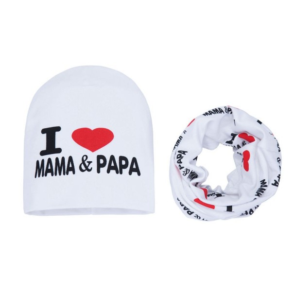 Kindermuts met halsdoek Liefde wit