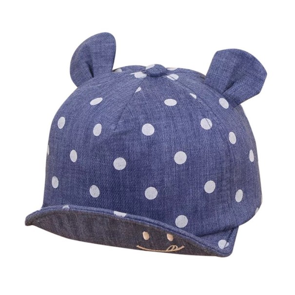 Kindermuts met stippen en oren donkerblauw