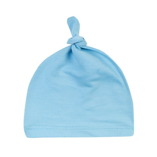 Kindermütze mit Knoten hellblau