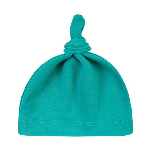 Kindermütze mit Knoten türkis