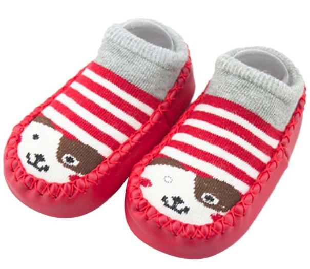 Kinderpantoffels met afbeeldingen rood 6-12 maanden